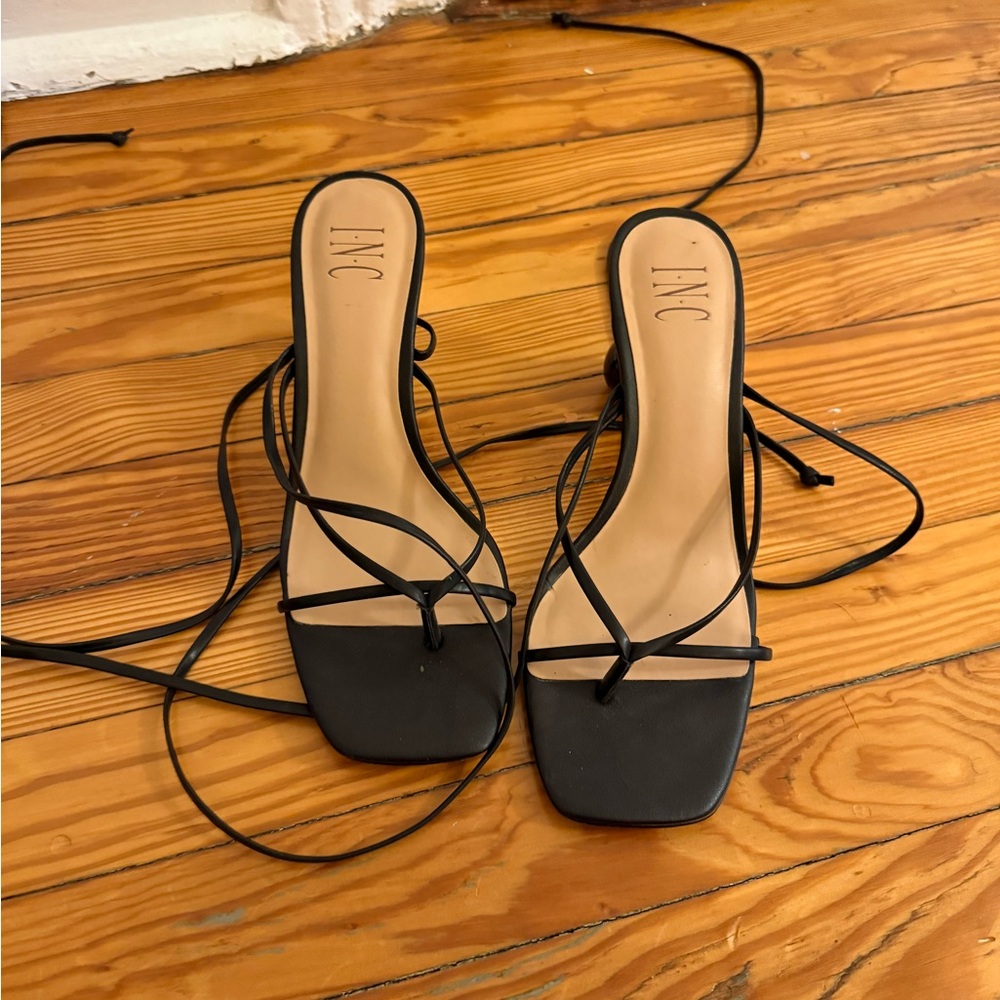 INC International Concepts Women's Black Strappy Sandals